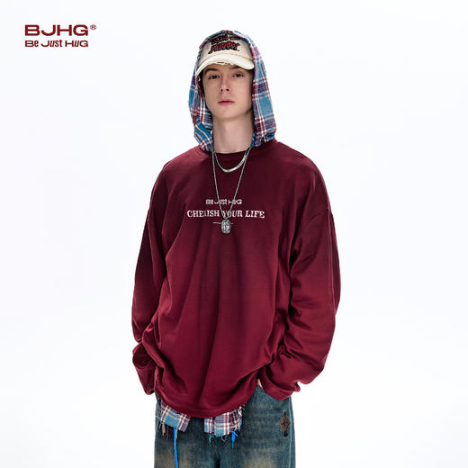 BJHG不计后果 重磅长袖男t恤春季2026新款美式做旧潮针织打底衫女 商品图1