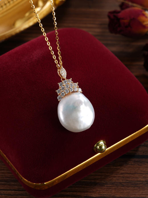 子佩集【瑰丽幻域】银S925珍珠惜王妃套链【YP0114】14.5mm珠双色城堡巴洛克2601 商品图3