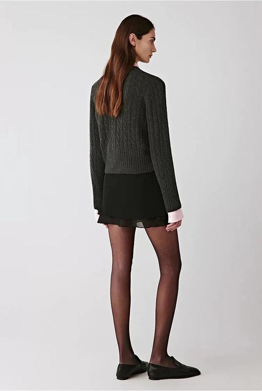 小禾2025秋冬新款！简约精致篙级蕾丝花边拼接炭黑色羊毛针织开衫外套 商品图4