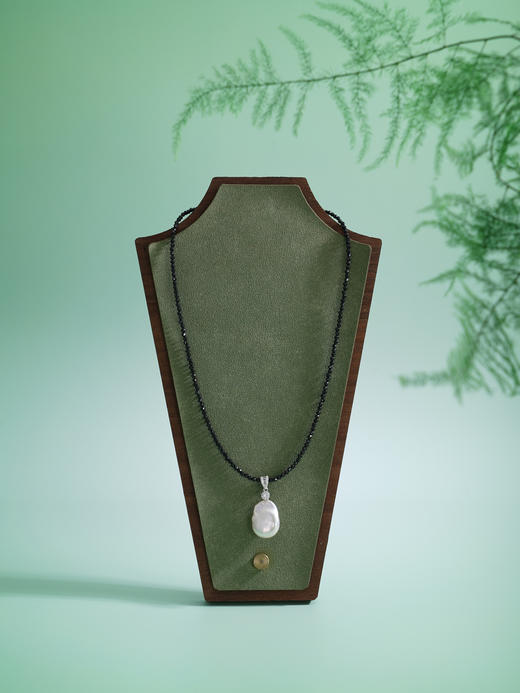 子佩集【深海絮语】银S925珍珠惜王妃项链【ZZXL001】2mm黑珠14-17mm扁珠巴洛克双色2601 商品图2