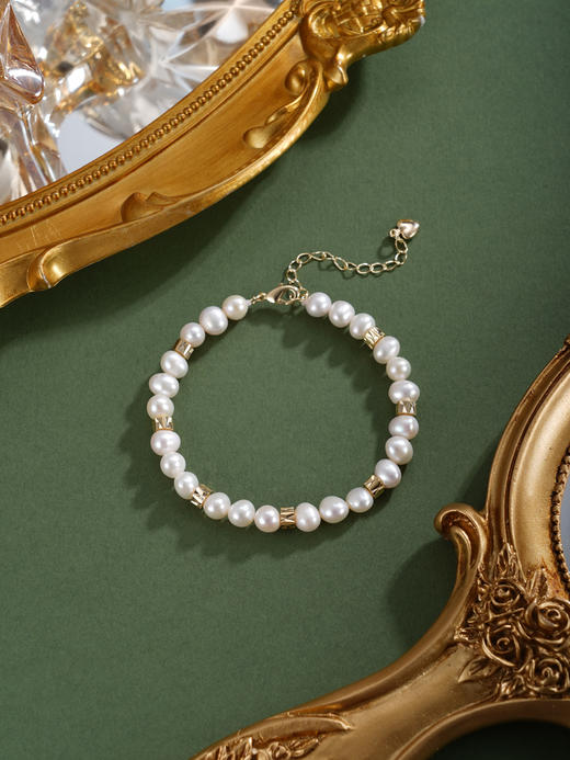 子佩集【星弦女王】珍珠惜王妃手链【ZZSL013】5.5*6.8mm珠镀金多纹珠2601 商品图4