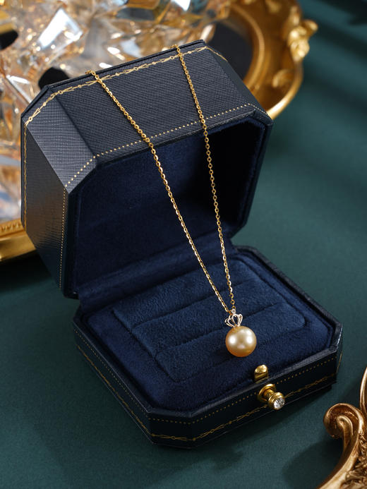 子佩集【皇冠之心】G18K珍珠惜王妃吊坠【P160158】9.7mm珠海水珠金色镀金皇冠（不含链）2601 商品图2