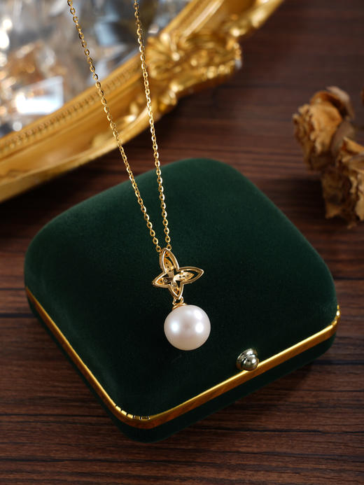 子佩集【蝶梦芳华】银S925珍珠惜王妃套链【P2008】11mm珠镀金蝴蝶2601 商品图3