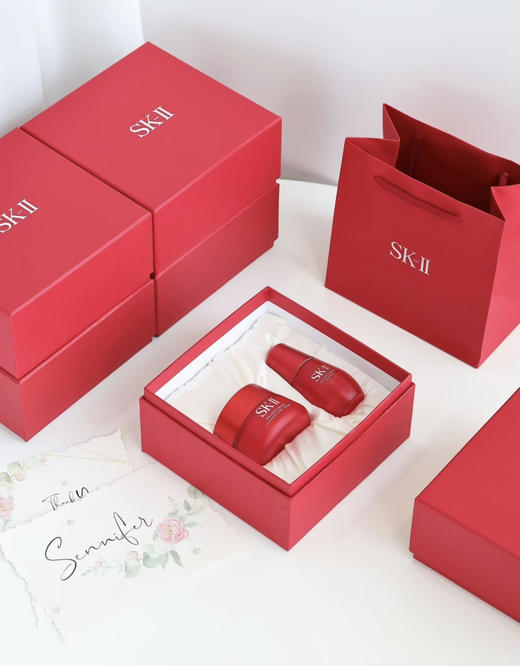 国柜礼盒！Sk2大红瓶面霜精华两件套 大红瓶精华 30ml 清爽/滋润面霜80g 礼盒配礼袋 商品图0