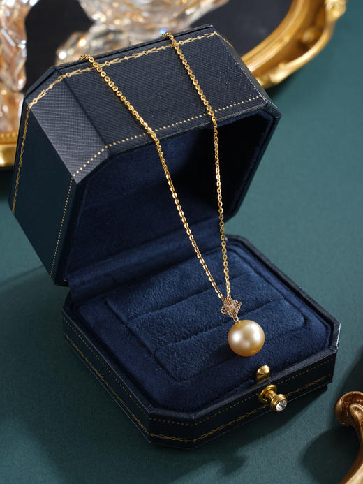 子佩集【四叶华章】G18K珍珠惜王妃吊坠【P230142】11mm珠海水珠金色四叶草镀金（不含链）2601 商品图3