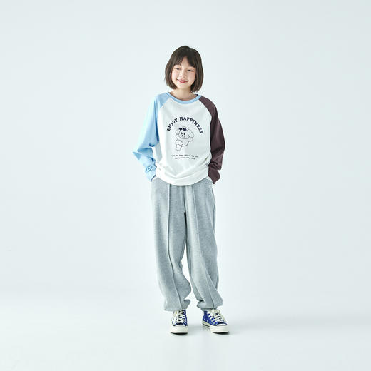 棵初2026年春季新款亲子中大女童经典撞色休闲卫裤纯棉宽松束脚裤 商品图1