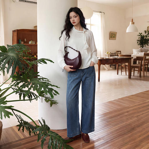 西遇法式条纹绑带长袖衬衫女2026年春季新款设计感薄款通勤上衣10160010 商品图1