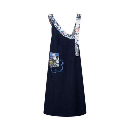 两三事梵高文艺光影梦境2026春季新款贴布刺绣不对称背带裙连衣裙 商品图4