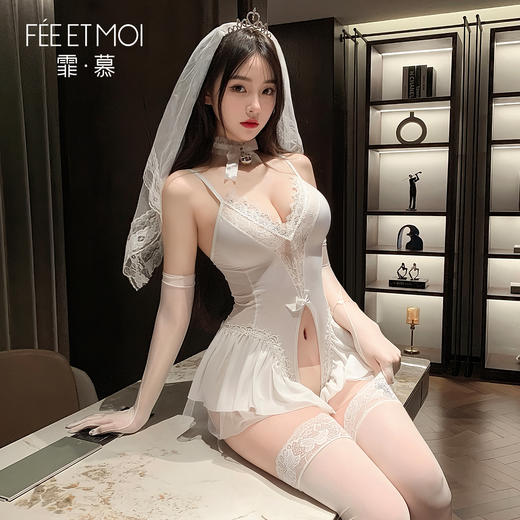 霏慕 纯欲大开裆新娘连体衣6614 商品图3