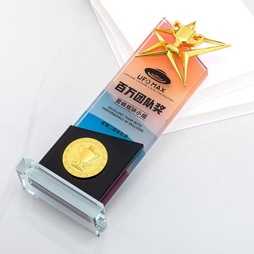 水晶奖杯创意金属五角星高档大气年会优秀员工颁奖纪念品 商品图8