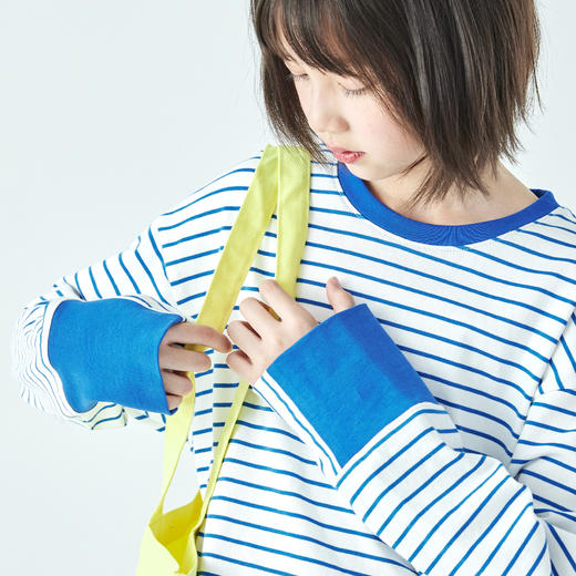 预售3.24发 棵初26年春季新款亲子中大女童经典条纹长袖T恤纯棉简约宽松上衣 商品图4