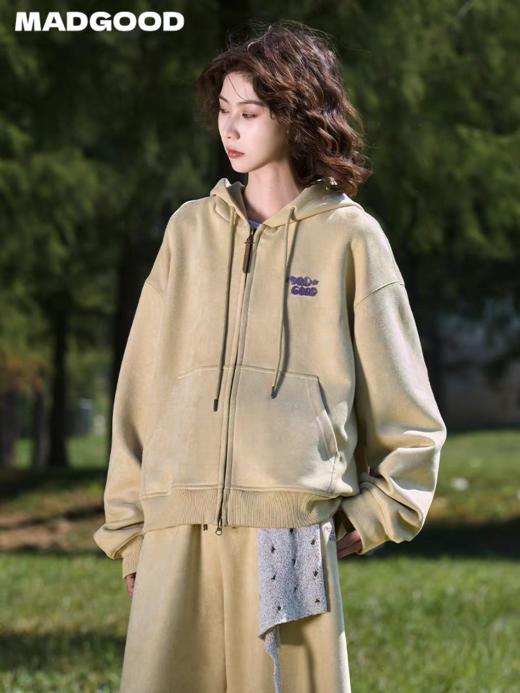 马得工地/MDGDTZ241512/麂皮连帽开衫卫衣 商品图0