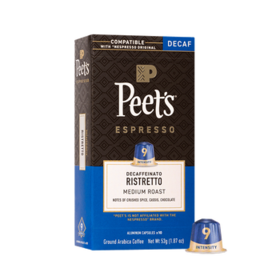 皮爷咖啡peets胶囊强度9微量咖啡因精粹浓缩进口53g(10*5.3g)【新包装】 /水饮冲调 /咖啡 /胶囊咖啡