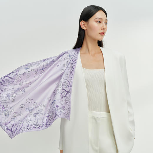 万事利双面印花中方巾-荷风吟 商品图0