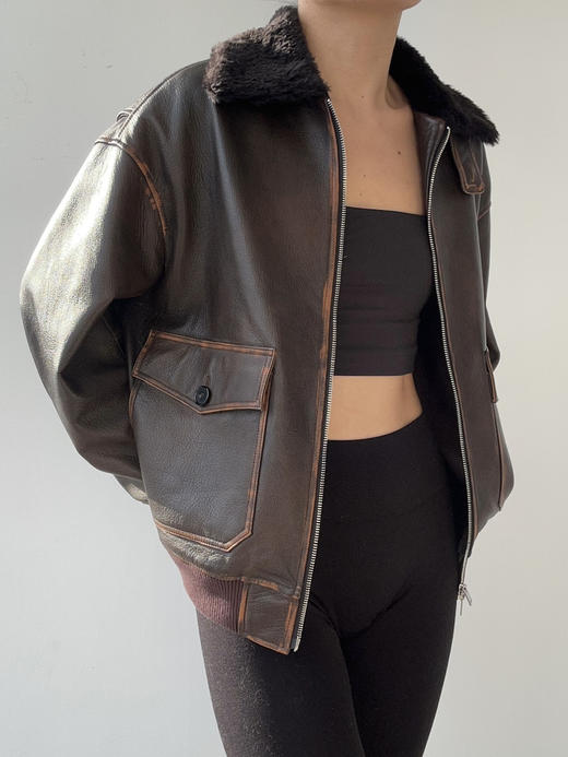 THEHOYAN｜P23160 Distressed Lambskin Jacket 做旧山羊皮夹克 商品图9