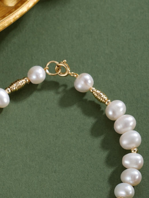 子佩集【柔光女神】珍珠惜王妃手链【ZZSL014】5.8*7mm珠镀金管2601 商品图5