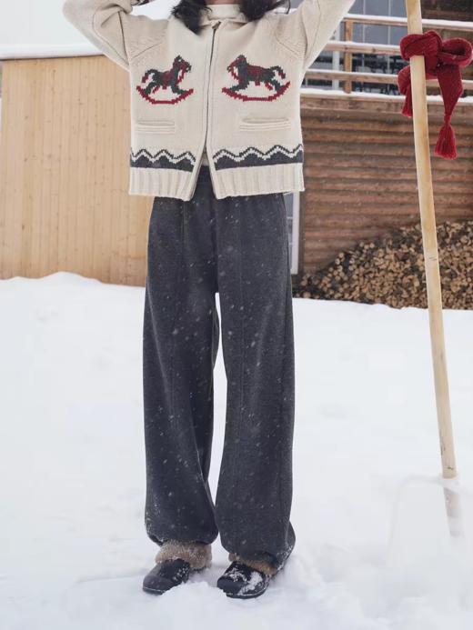 浮生八记/25D286/秋冬含羊毛加厚加绒松紧腰下摆抽绳卫裤 商品图1