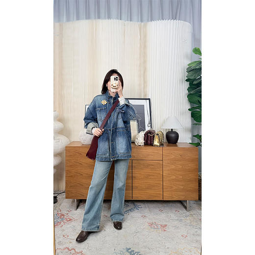 雕刻岁月 复古浅蓝绿色 微喇叭牛仔长裤edition同源面料 显瘦显腿长 商品图3