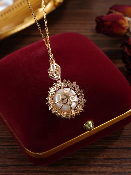 子佩集【缪斯光环】银S925珍珠惜王妃套链【P2571A】12mm珠双色太阳花2601 商品图4