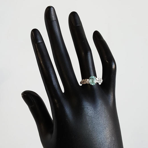 【天然正品】AU750收藏级白金镶钻镶天然椭圆1.59克拉帕拉伊巴碧玺戒指15号（戒圈可改）231225TJ41 商品图7