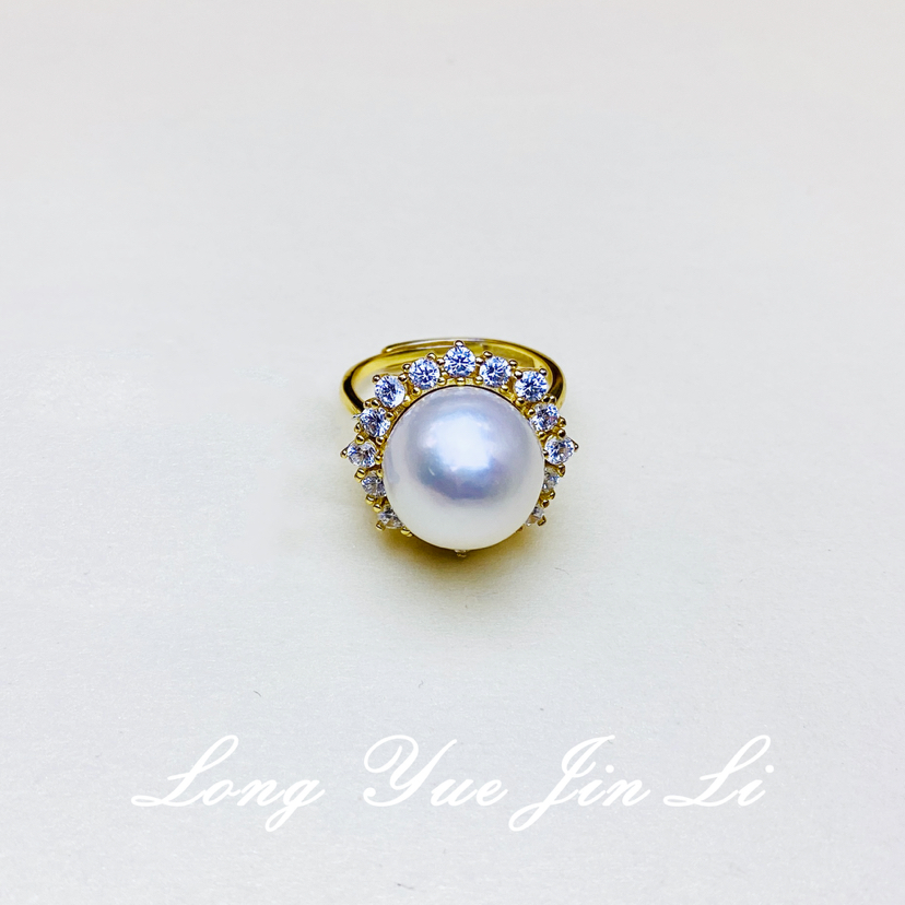 S925珍珠戒指（淡水）；12-13mm