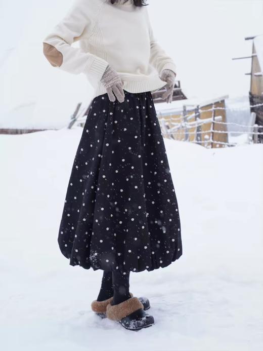 浮生八记/25D271/“波点圆舞曲”全棉秋冬松紧腰波点A字花苞半裙 商品图0