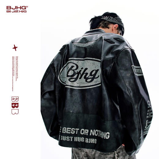 BJHG不计后果美式夹克外套男款春季2026新款潮牌复古皮衣机车服女 商品图0