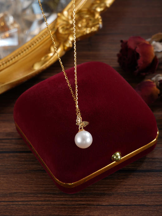 子佩集【蝶序华年】银S925珍珠惜王妃套链【P3077】9mm珠镀金蝴蝶2601 商品图2