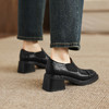 阿么手工女鞋复古粗跟一脚蹬真皮乐福鞋春季女款百搭新款单鞋6CM 商品缩略图3