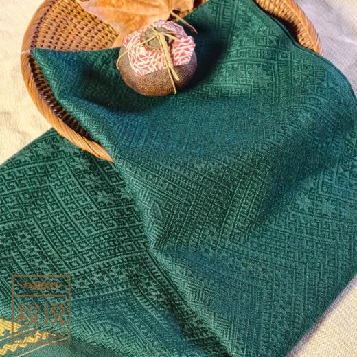 秋冬上新【梭说】盎然.叠青 纯手工限量设计围巾 侗族传统织锦工艺丝光棉 围巾披肩文创礼物 原创设计 商品图0