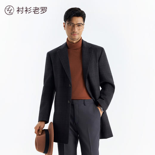 男士格纹羽绒大衣鹅绒内胆秋冬外套羊毛大衣259Y0C509M[门店专款] 商品图0