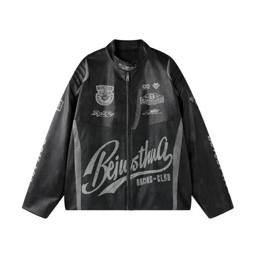 BJHG不计后果美式夹克外套男款春季2026新款潮牌复古皮衣机车服女 商品图4