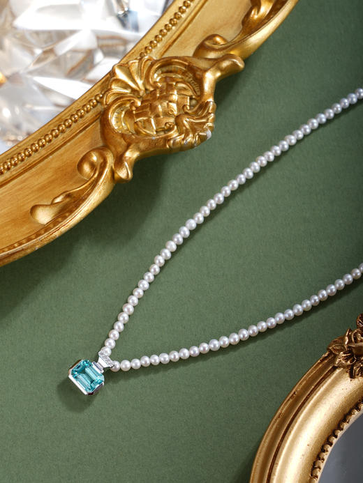 子佩集【蔚蓝序章】银S925珍珠惜王妃项链【ZZXL012】2.8mm珠蓝方块2601 商品图4