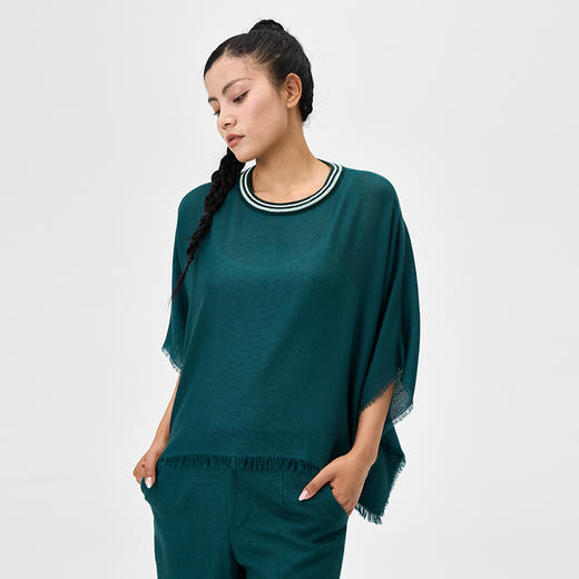 羊绒夹道圆领斗篷式女上衣  SJF97W366N 商品图8