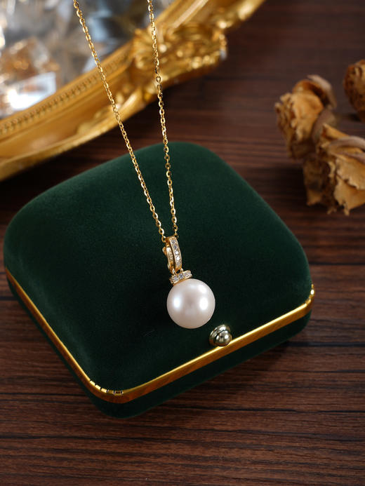 子佩集【珍爱永恒】银S925珍珠惜王妃吊坠【P3092】11.5mm珠镀金吊球扣环一字（不含链）2601 商品图2