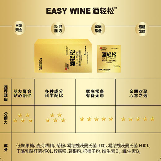 【买2减10元】北京协和生物酒轻松解酒片 自研菌种分解酒精+本草呵护肝胃 餐前来一片 畅快饮酒 春节聚会之选 商品图3