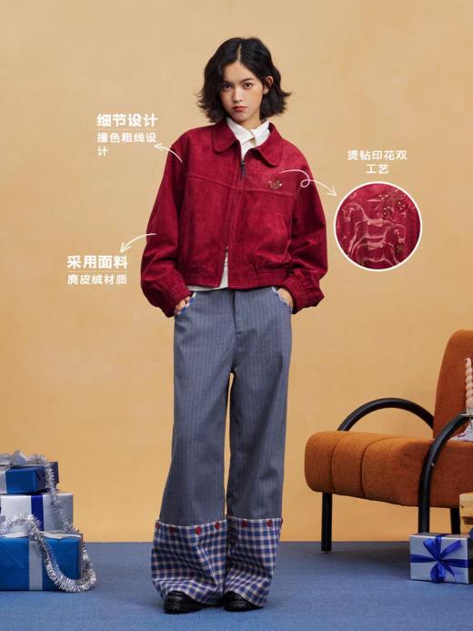 马得工地/MDGDWT11967/马年烫钻麂皮短夹克 商品图1