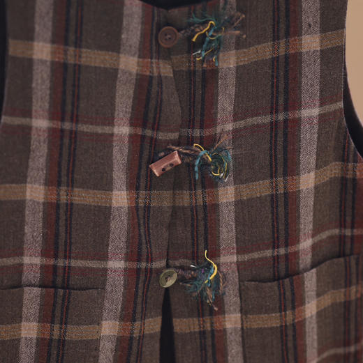 【预售】游原  格纹羊毛羊绒双面马甲 商品图2