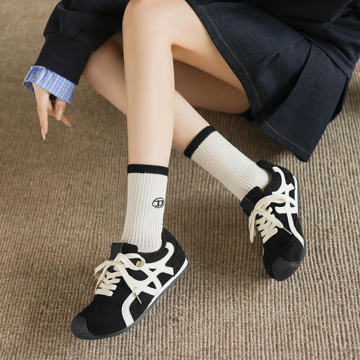 阿么手工女鞋厚底德训鞋女2026冬季撞色百搭超火休闲阿甘鞋1.5CM 商品图4