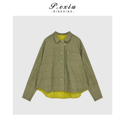 04-2潘依绣丁丁宠粉复古明亮定位格纹立领长袖外套Q4851 商品图0