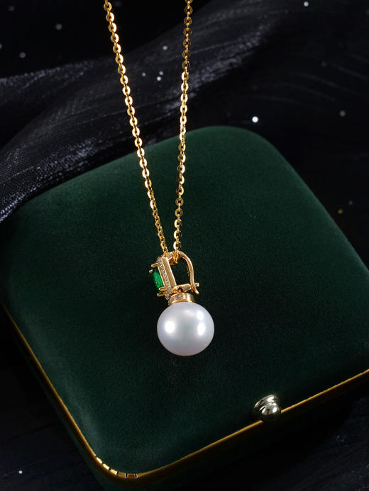 子佩集【珍情不渝】银S925珍珠惜王妃吊坠【P2864】10mm珠双色绿方块（不含链）2601 商品图9