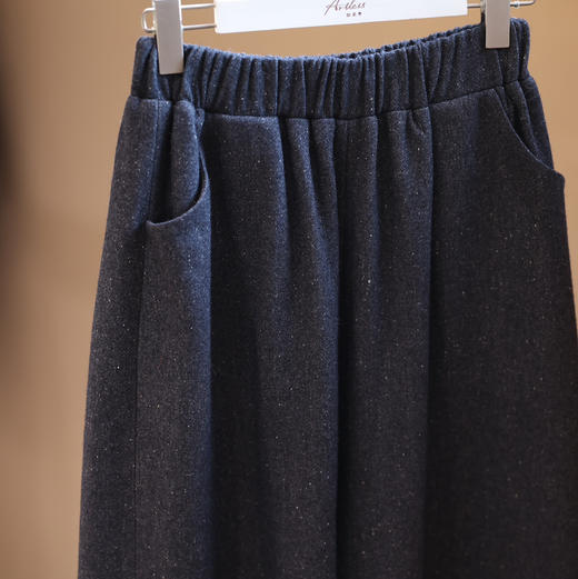 游原 羊毛亚麻翻边阔腿裤 商品图1