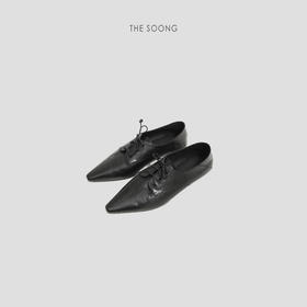THESOONG"绑带尖头鞋"羊皮细腻肌理感浅口绑带尖头皮鞋HWXZ8453