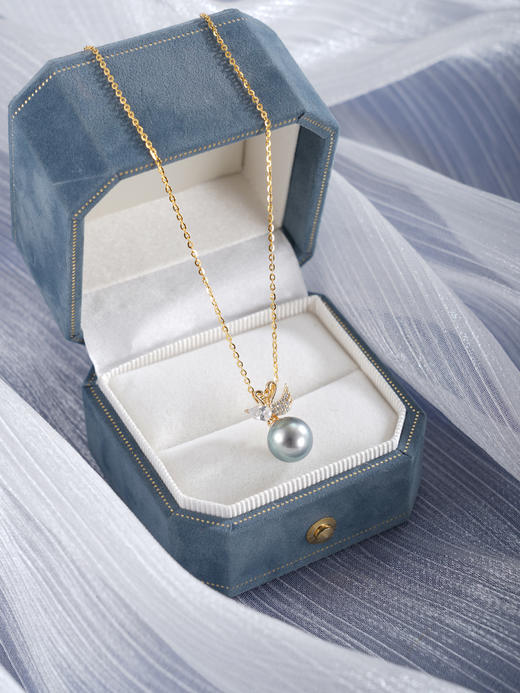 子佩集【天鹅之爱】银S925珍珠惜王妃套链【P1556A】9mm珠镀金黑珠天鹅2601 商品图2