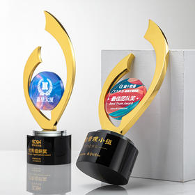 金属水晶奖杯彩印五角星高档优秀员工销售冠军年会颁奖牌