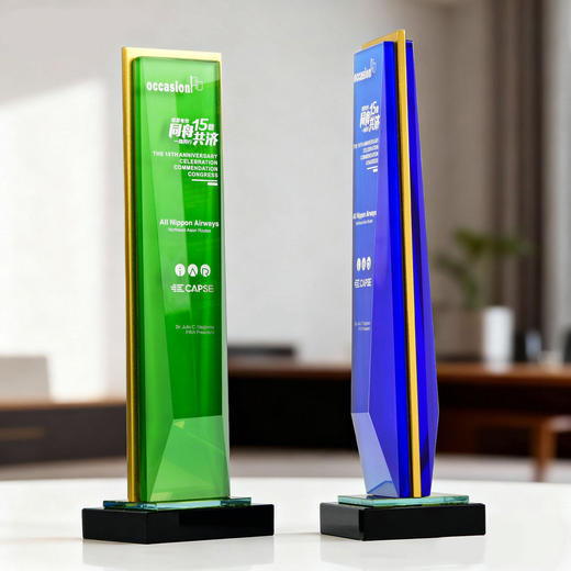 水晶奖杯定制彩色授权牌讲座年会企业优秀员工代理加盟做新款奖牌 商品图0