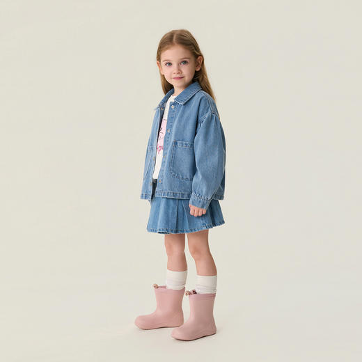 马克珍妮时髦丹宁女童纯棉牛仔外套2026年春装新款560283 商品图1