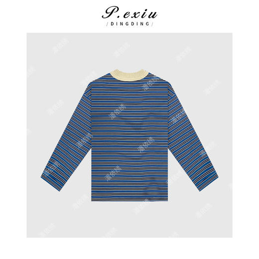 04-2潘依绣丁丁宠粉【立冬暖阳】撞色条纹圆领减龄长袖套头卫衣WH00260 商品图2