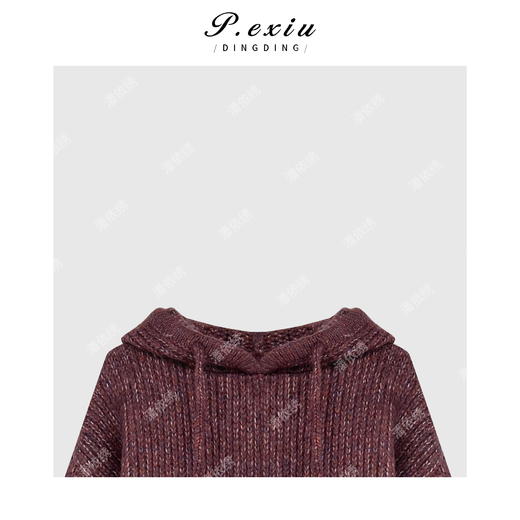 A008潘依绣丁丁宠粉 PanYiXiu/潘依绣丁丁宠粉羊-毛韩版慵懒休闲宽松连帽针织毛衣 L2523 商品图2