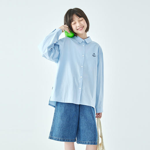 预售3.27发 棵初26年春季新款亲子中大女童胸前水果印花长袖衬衫纯棉宽松衬衣 商品图2